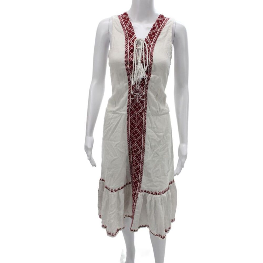 Melissa Odabash Womens Sundress White Cotton Lace Up Size M